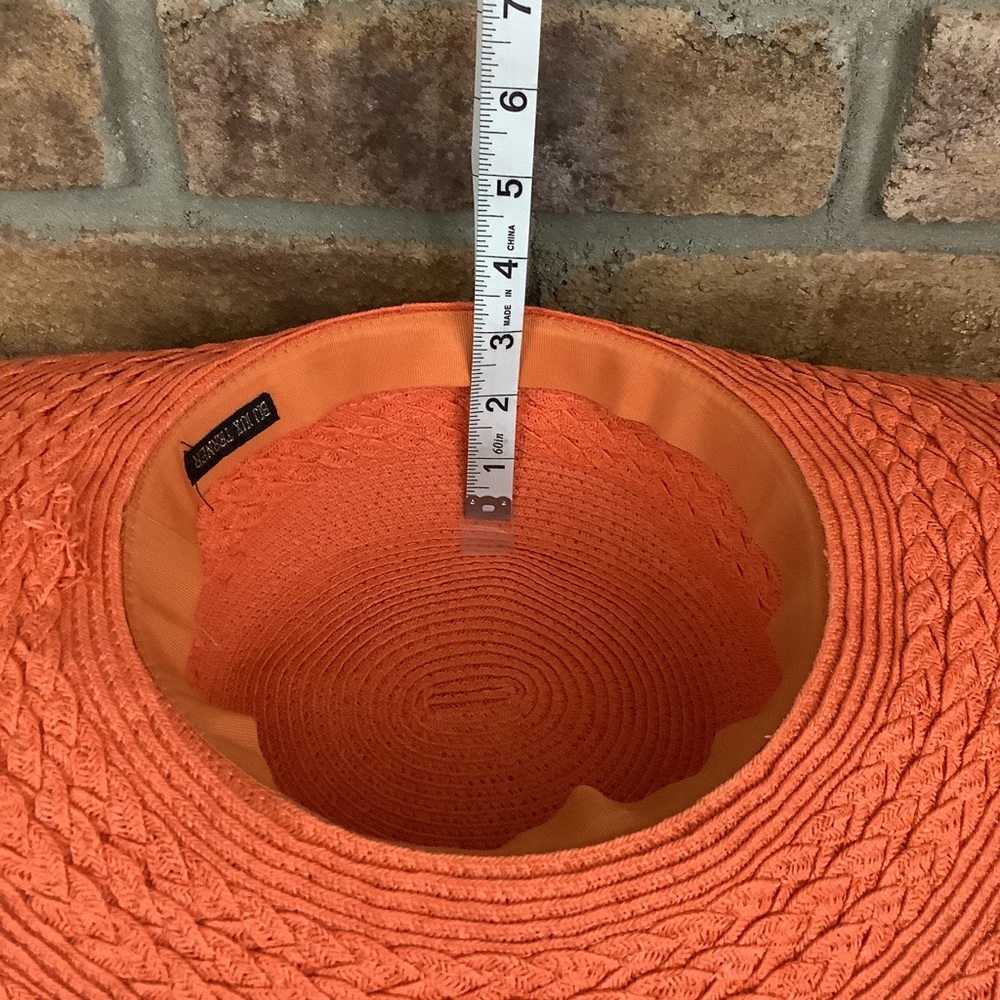 BIJOUX TERNER Floppy Orange Straw Sun Hat - Picture 6 of 9